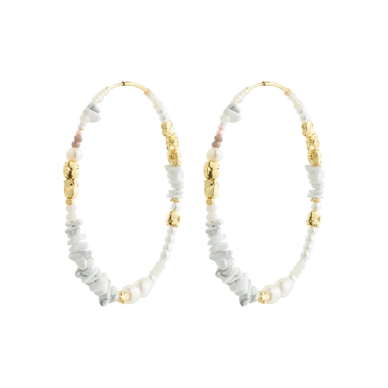 statement earrings for women -FORCE mega hoop earrings white/gold-plated