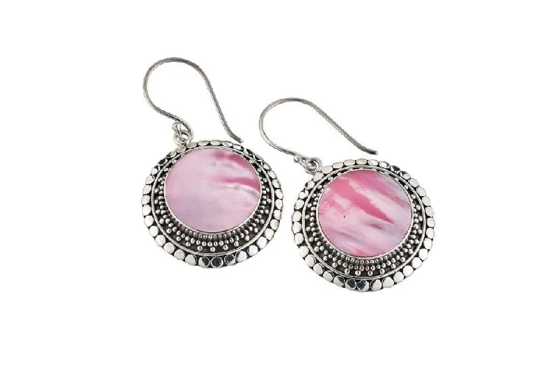 heart-shaped earrings for women -Corona Earrings- Pink Mother Of Pearl