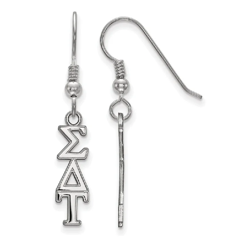 oversized hoop earrings for women -Sterling Silver Sigma Delta Tau XS Dangle Earrings