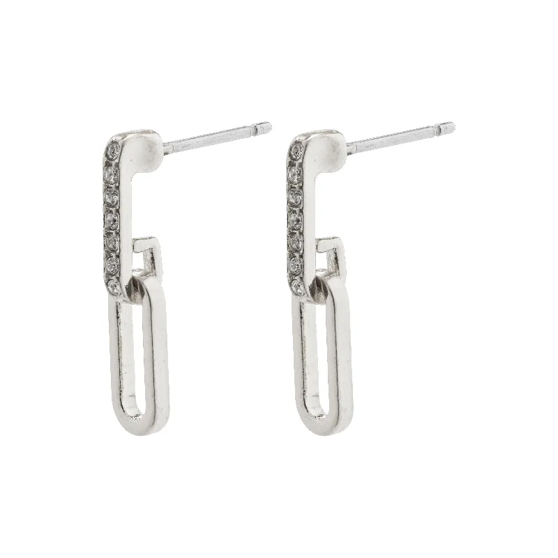 dangle earrings for women -ELISE oval link crystal earrings silver-plated