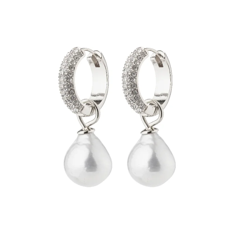 personalized hoop earrings for women -EDELE pearl earrings silver-plated