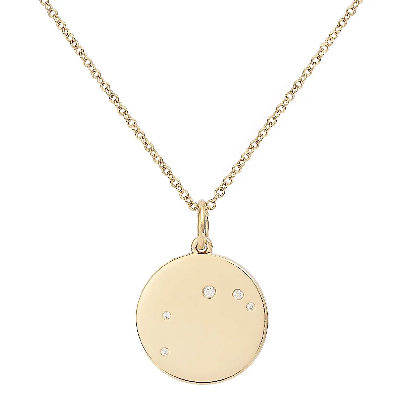 heart pendant necklaces for women -Star Badge Aries 18K Gold Necklace w. Diamonds