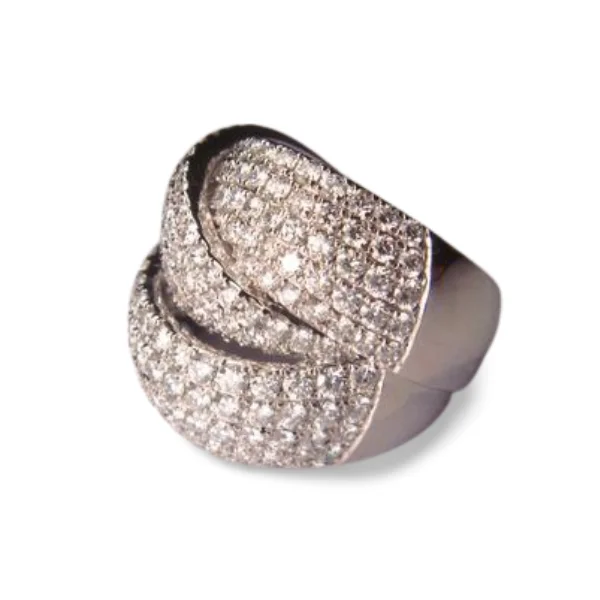 classic rings for women -Exceptional 18K White Gold Diamond Designer Ring Band