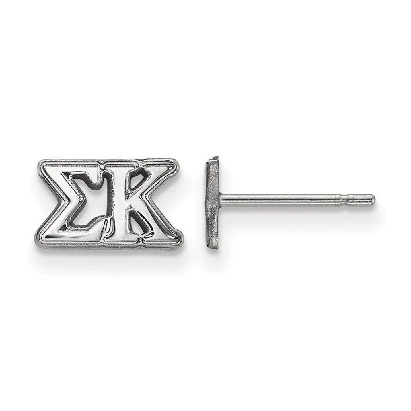 hoop earrings for women -Sterling Silver Sigma Kappa XS Greek Letters Post Earrings