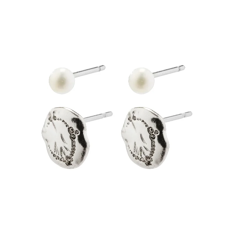 silver earrings for women -JOLA freshwater pearl earrings 2-in-1 set silver-plated