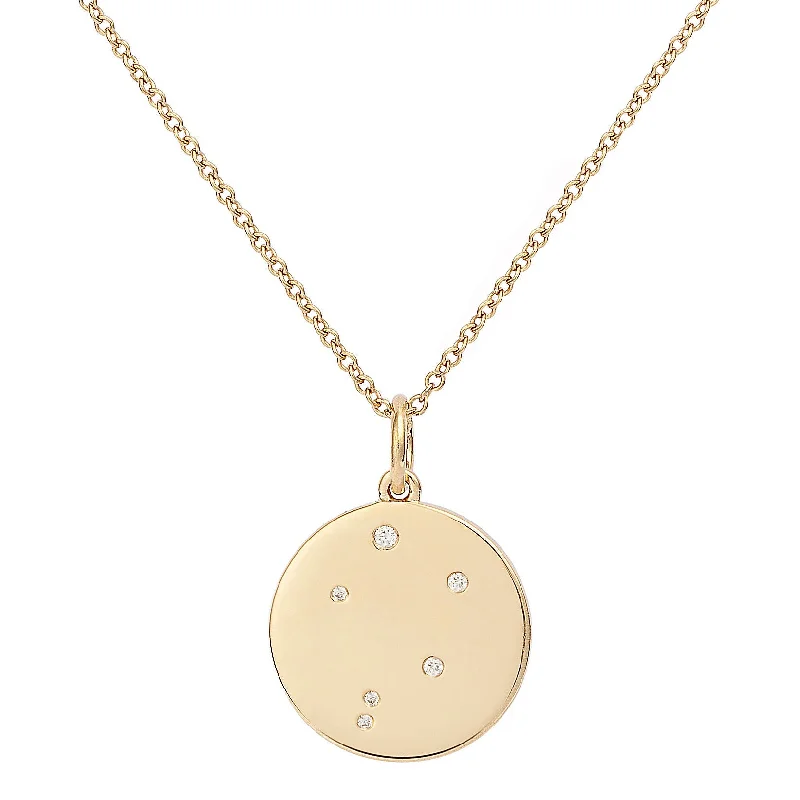 chic gemstone necklaces for women -Star Badge Libra 18K Gold Necklace w. Diamonds