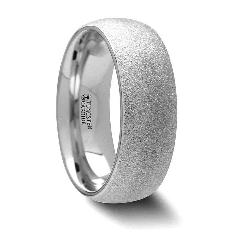 layered gold necklaces for women -Thorsten QUARTZ Domed Tungsten Carbide Ring with Sandblasted Crystalline Finish - 2mm - 8mm