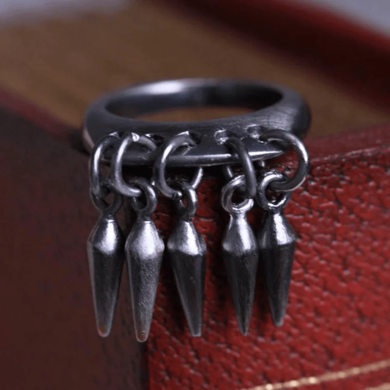 opal rings for women -Unisex Dangling Spikes Steampunk Ring