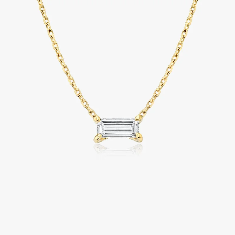 choker necklaces for women -Iconic Baguette 14K Gold Necklace w. Lab-Grown Diamond