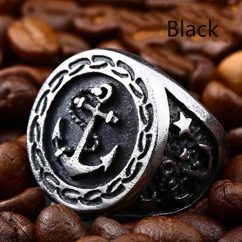 classic wedding rings for women -Men's Punk Boat Anchor Rings