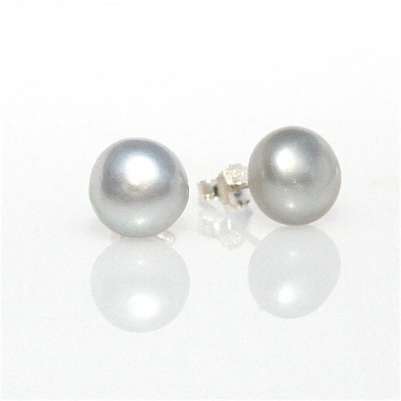 fashion hoop earrings for women -Silver Pearl Studs 10mm