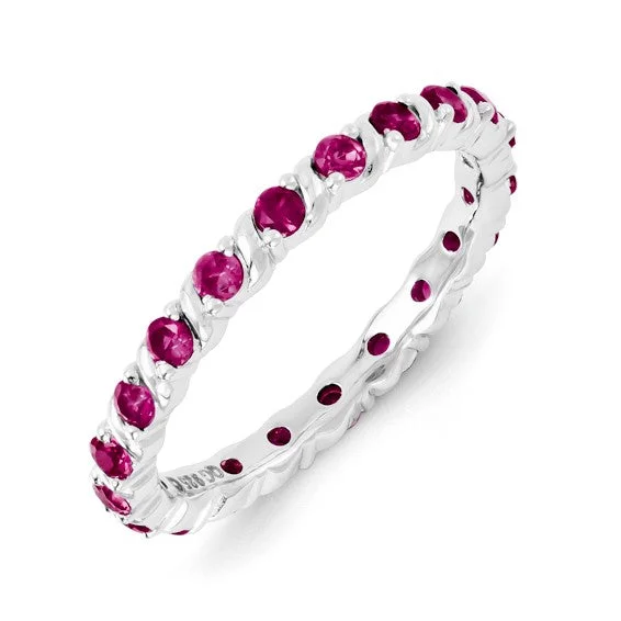 sparkling necklaces for women -Sterling Silver Stackable Expressions Created Ruby Ring