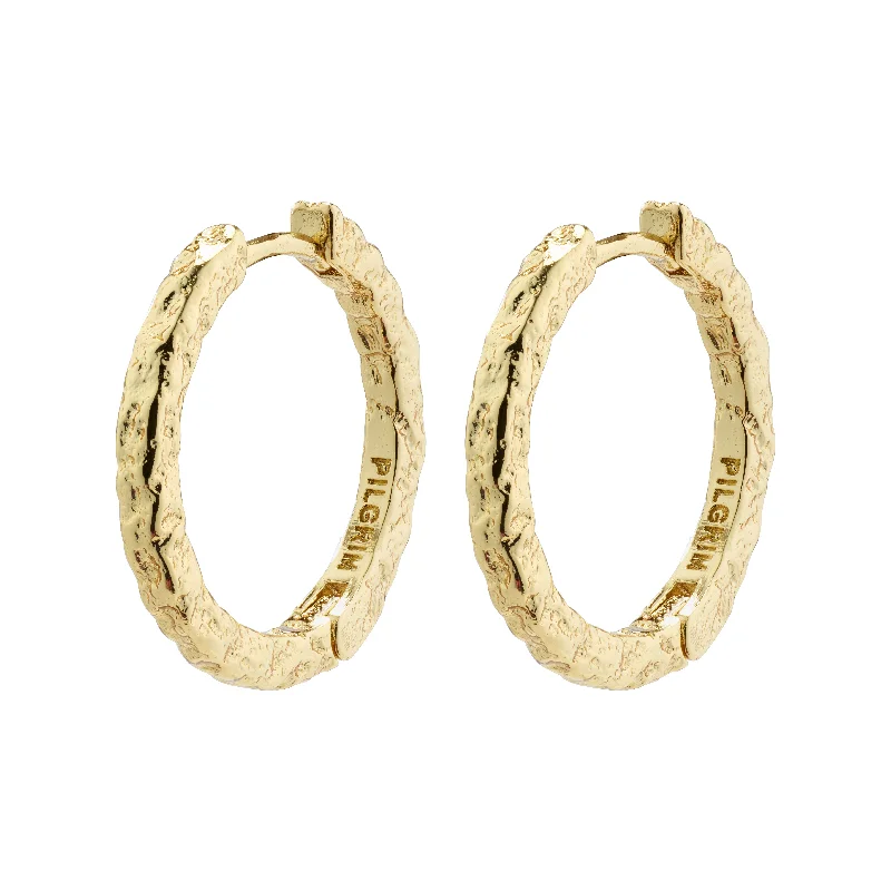 fashion earrings for women -ELANOR rustic texture hoop earrings gold-plated