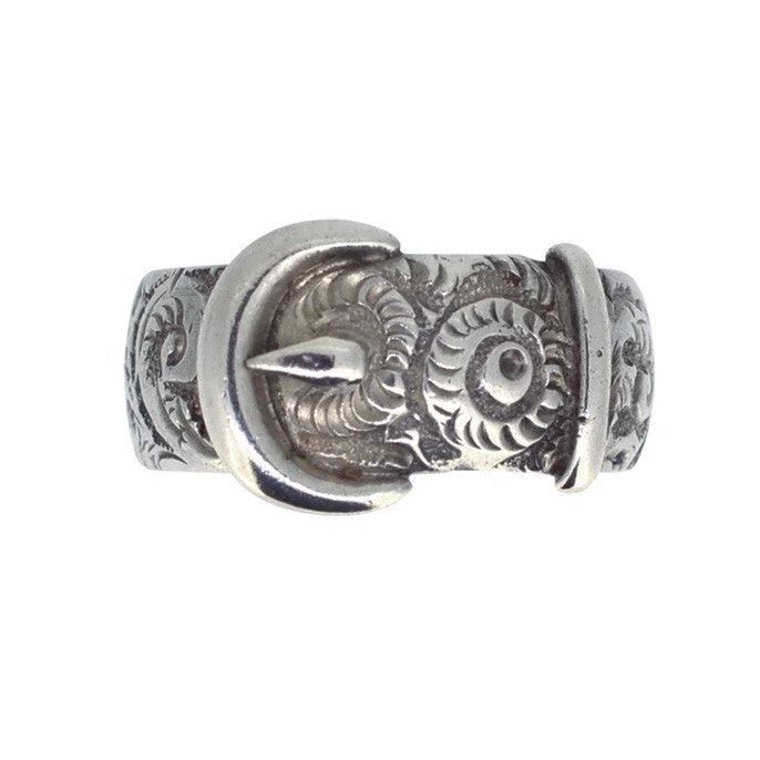 classic rings for women -Silver Buckle Ring