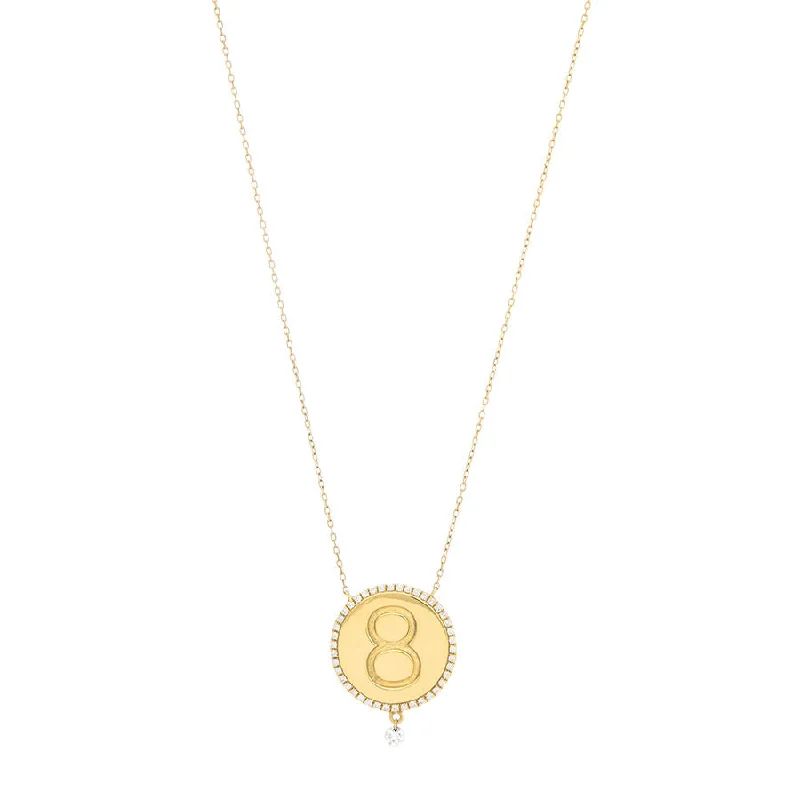 elegant necklaces for women -8 Medallion 18K Gold Necklace w. Diamonds