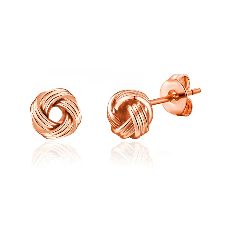 contemporary earrings for women -Rose Gold Plated Love Knot Earrings