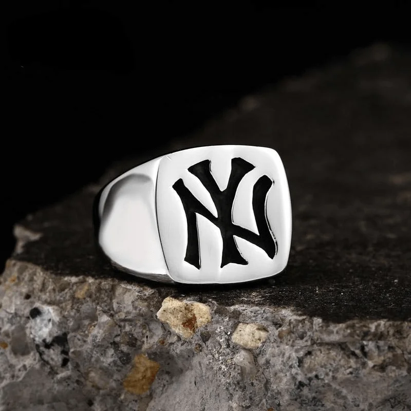 classic rings for women -Men's Punk Square Letter Ring