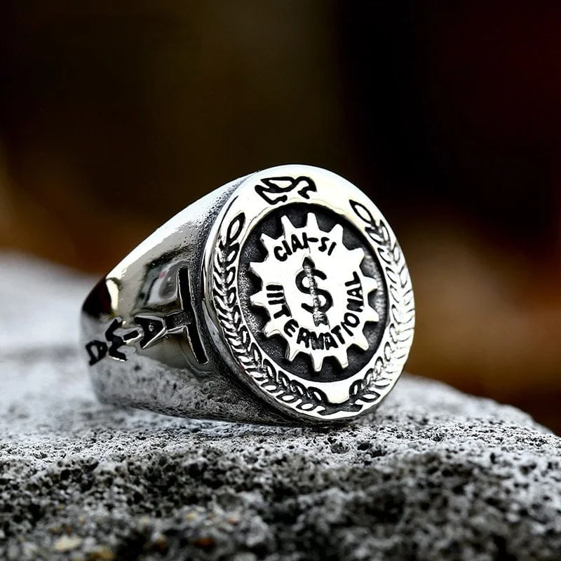 white gold engagement rings -Men's Punk Rune Ring