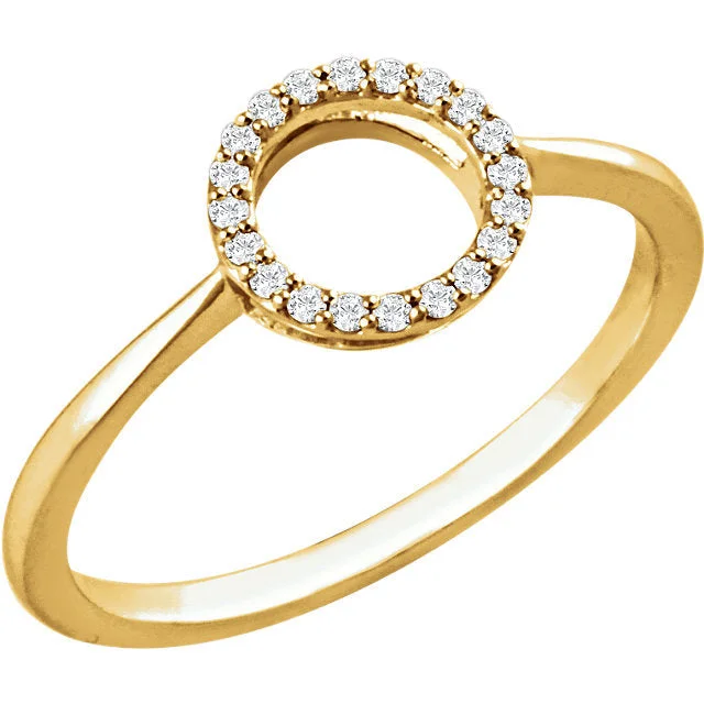 elegant necklaces for women -14K Gold 1/10 CTW Diamond Open Circle Ring - White, Yellow or Rose Gold