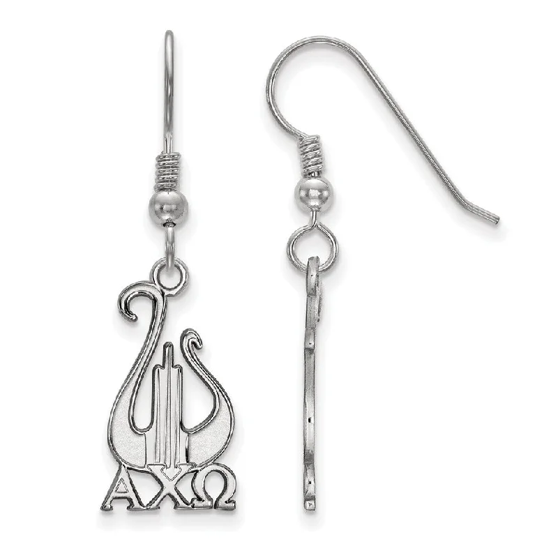 elegant drop earrings for women -Sterling Silver Alpha Chi Omega Medium Dangle Earrings