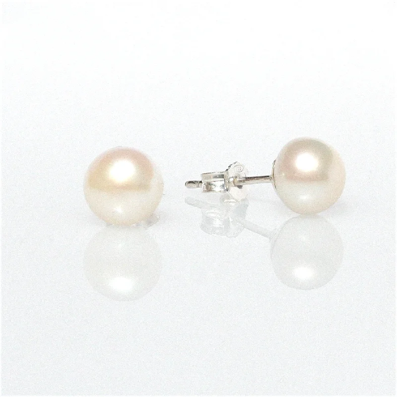 fashion earrings for women -White Pearl Studs 6mm