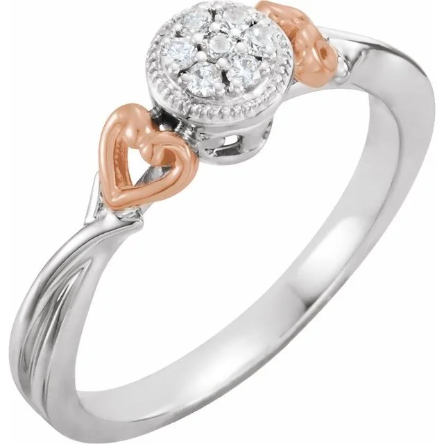 crystal necklaces for women -10K White Gold and Rose Gold Heart 1/10 CTW Natural Diamond Promise Ring