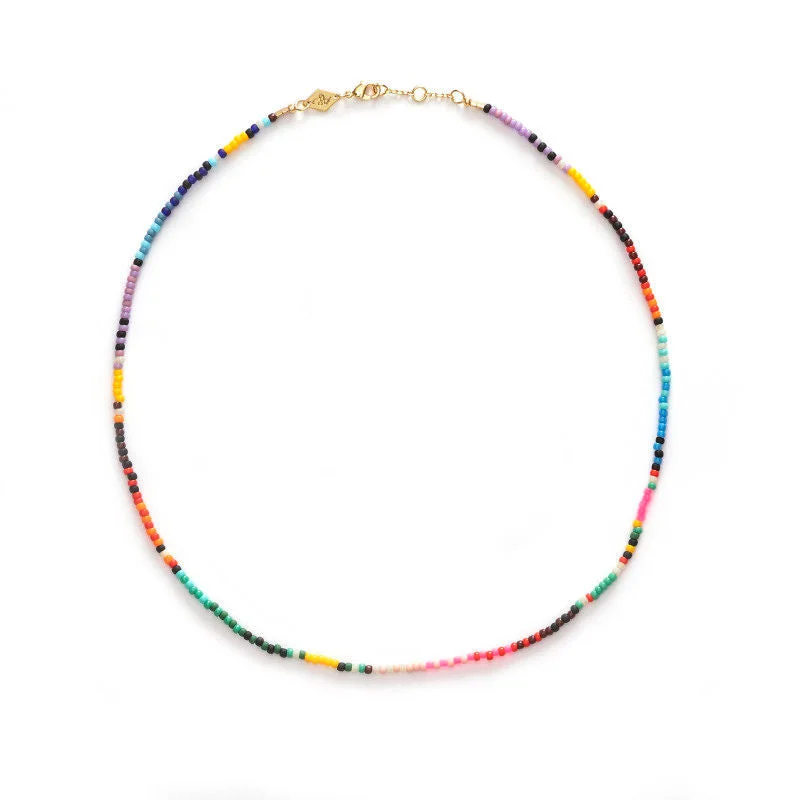 layered gold necklaces for women -Back To Baja Gold Plated Necklace w. Mixed coloured Beads