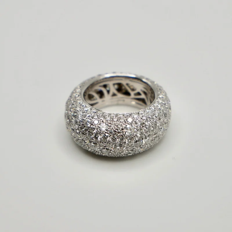 wedding bands for women -18K White Gold Cloud Plump Pouf Ring with 5.9 Cts of Lab Grown Diamonds