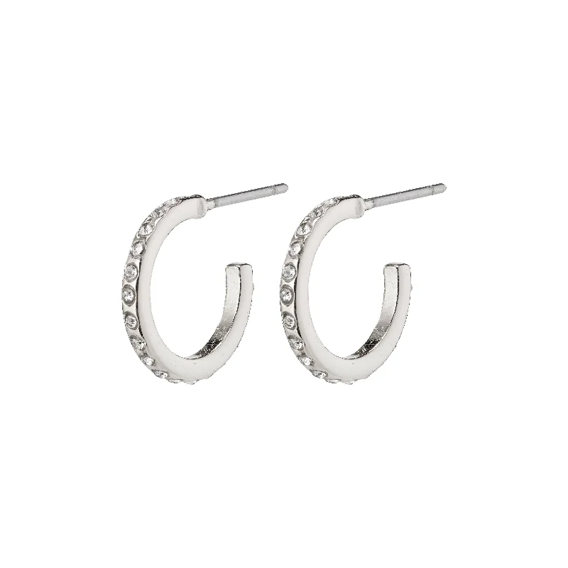 unique hoop earrings for women -ROBERTA small crystal semi-hoops silver-plated