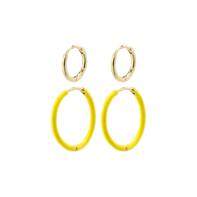 butterfly earrings for women -LUZIA yellow hoop earrings 2-in-1 set gold-plated