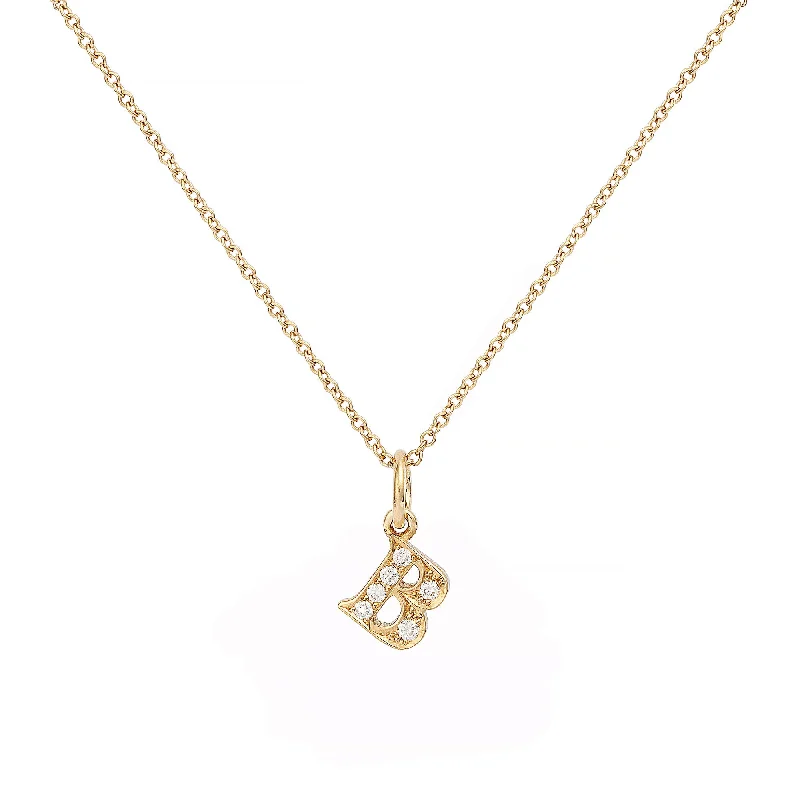 layered necklaces for women -Love Letter B 18K Gold Necklace w. Diamonds