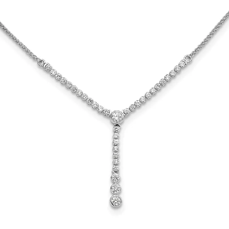 romantic gold necklaces for women -14k White Gold Lab Grown Diamond Y-design Tennis Style Bolo Necklace (1.058 CTW)