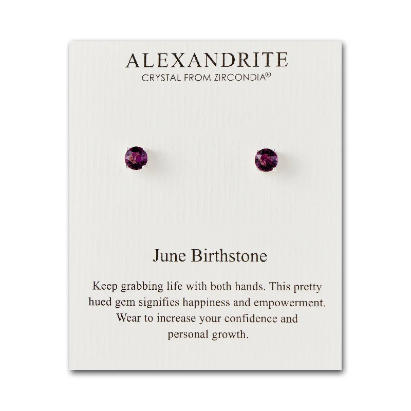 chic earrings for women -June (Alexandrite) Birthstone Earrings Created with Zircondia® Crystals