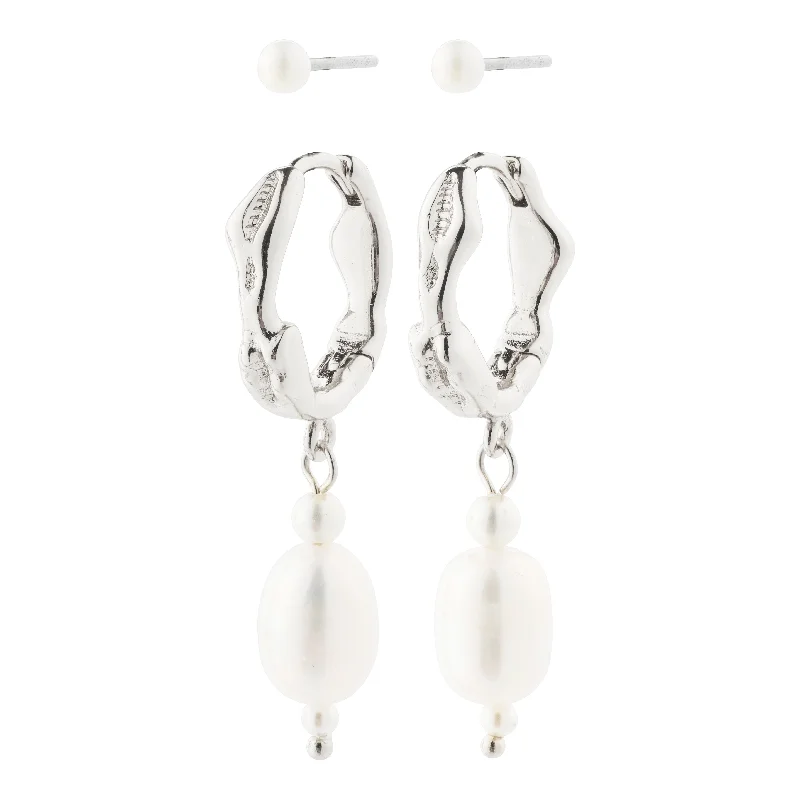 contemporary earrings for women -CONSTANCE earrings 2-in-1 set silver-plated