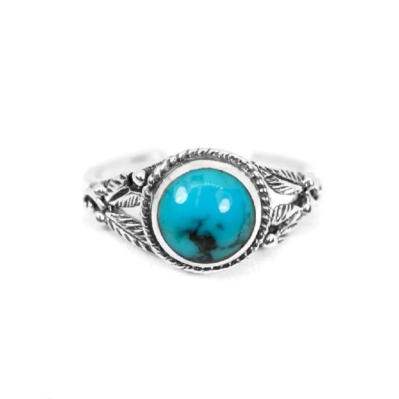 crystal necklaces for women -Sterling Silver Round Turquoise Stone Floral Toe Ring