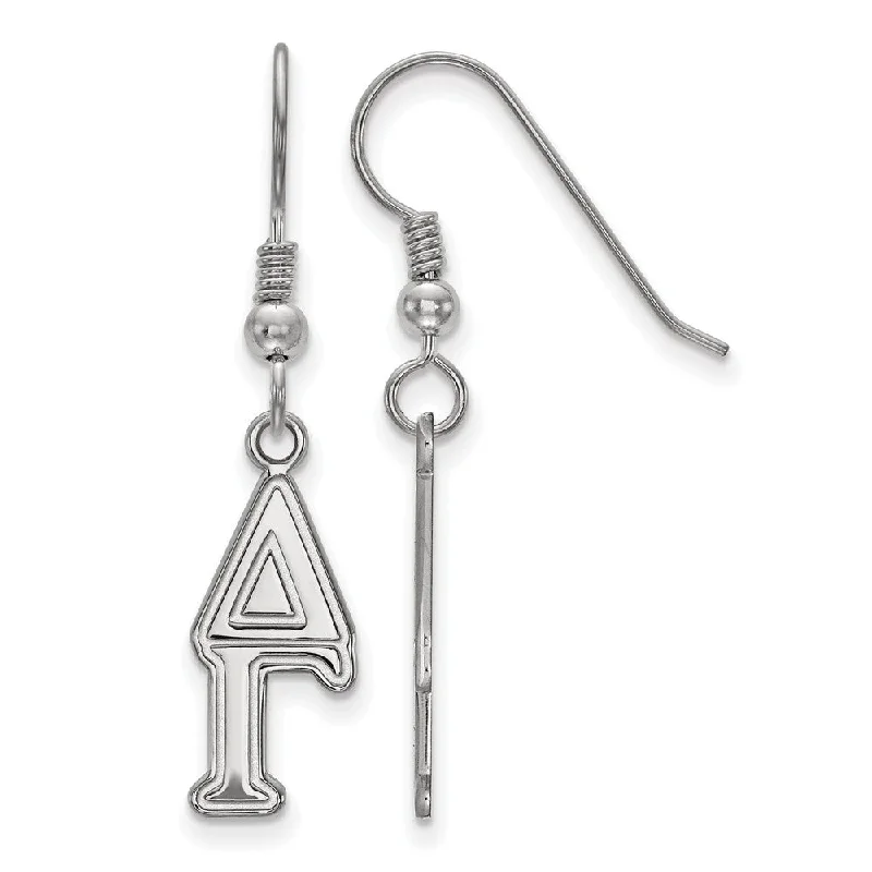 silver hoop earrings for women -Sterling Silver Delta Gamma Dangle Small Earrings