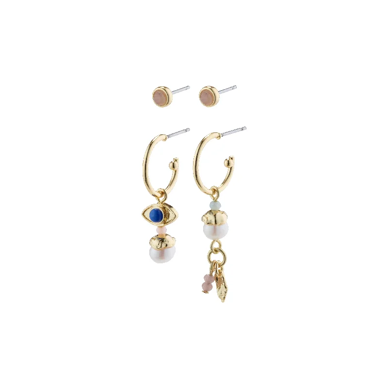 statement earrings for women -THANKFUL asymmetric 2-in-1 set earrings gold-plated