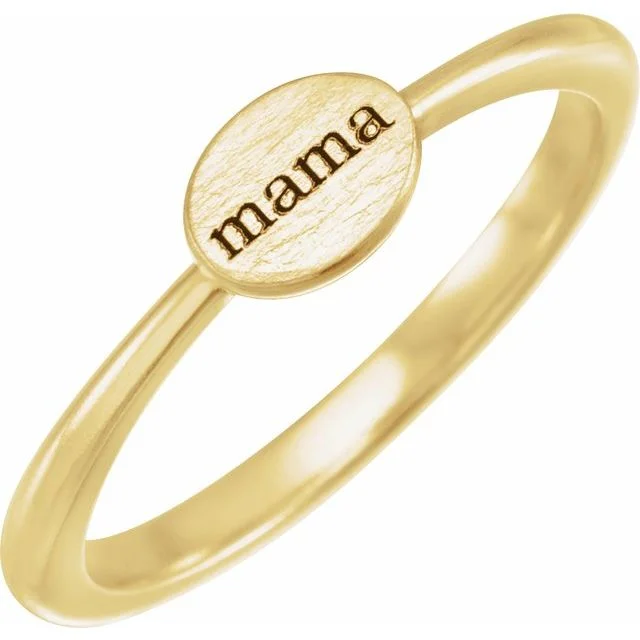 fashion necklaces for women -14k Gold Signet Style Oval Mama Ring