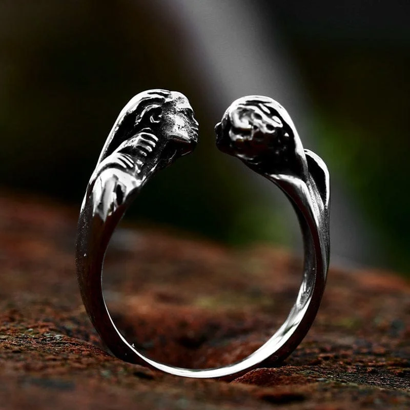 custom wedding rings for women -Men's Punk Couple Open Ring