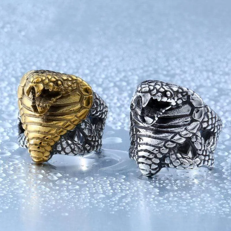 personalized engagement rings -Men's Punk Snake's Head Rings