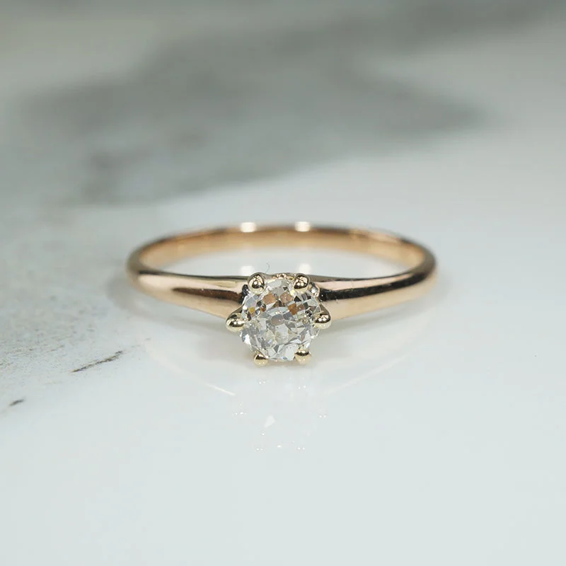 matching rings for couples -Victorian .44ct Old Mine Cut Diamond in Gold Solitaire Ring