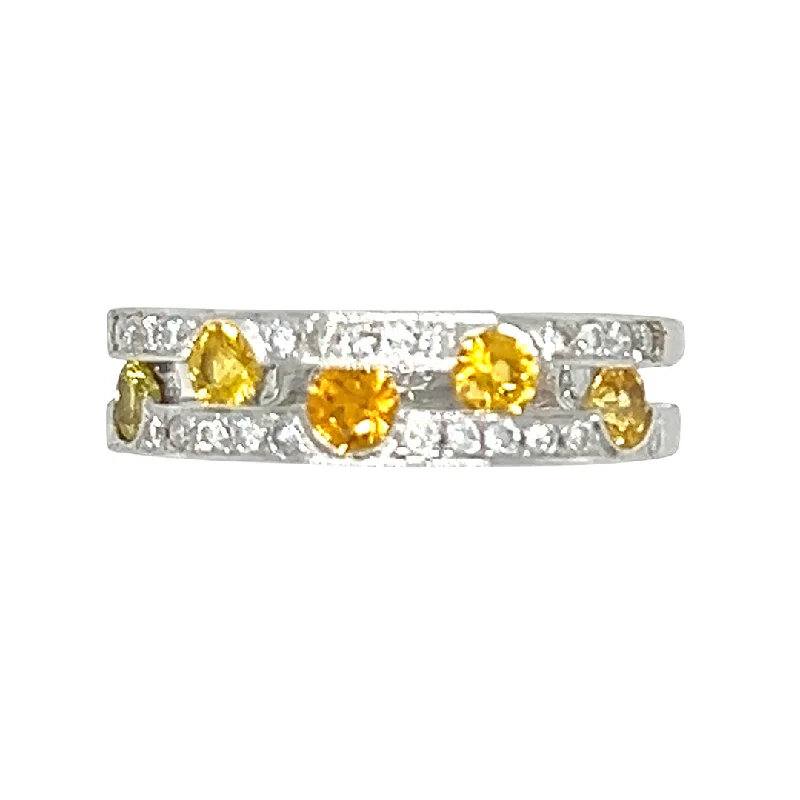 vintage-inspired wedding rings -Diamond & Yellow Sapphire Ring