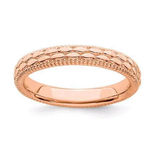 chunky gold necklaces for women -Rose Gold Over Sterling Silver Stackable Expressions Patterned Ring