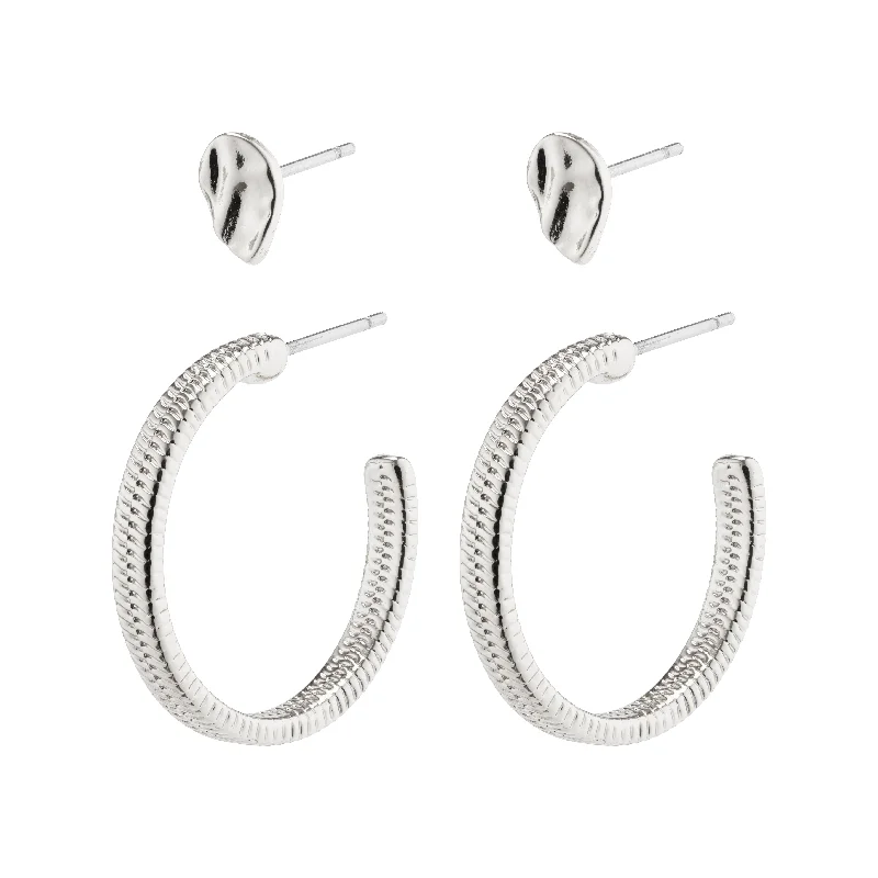 vintage earrings for women -OPTIMISM snake chain hoops and studs  silver-plated