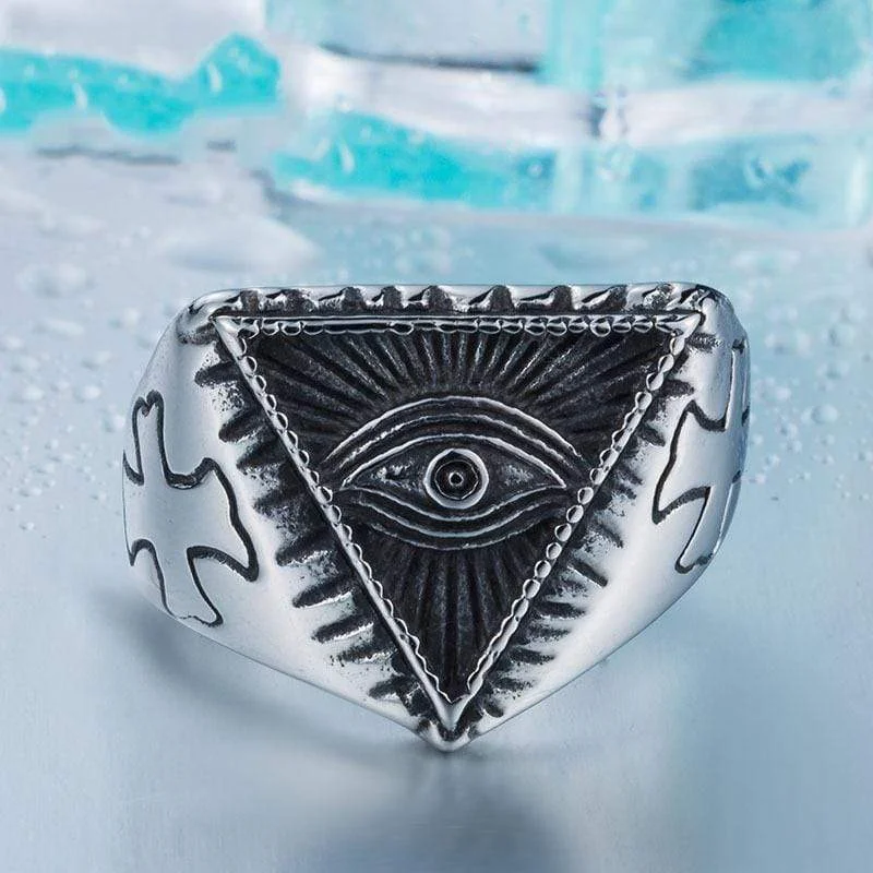 radiant-cut rings for women -Men's Punk All Seeing Eye Rings