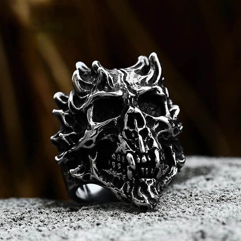 modern engagement rings for women -Men's Punk Skull Ring