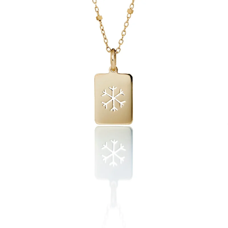 timeless necklaces for women -Snowflake Square 14K Gold Necklace