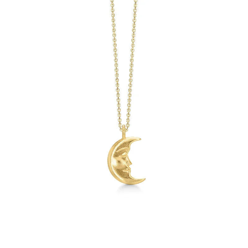 classic necklaces for women -Moon Gold Plated Necklace