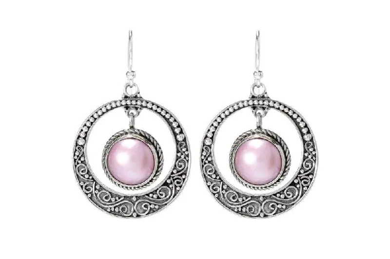 hoop earrings with diamonds -Serra Earrings- Pink Pearl