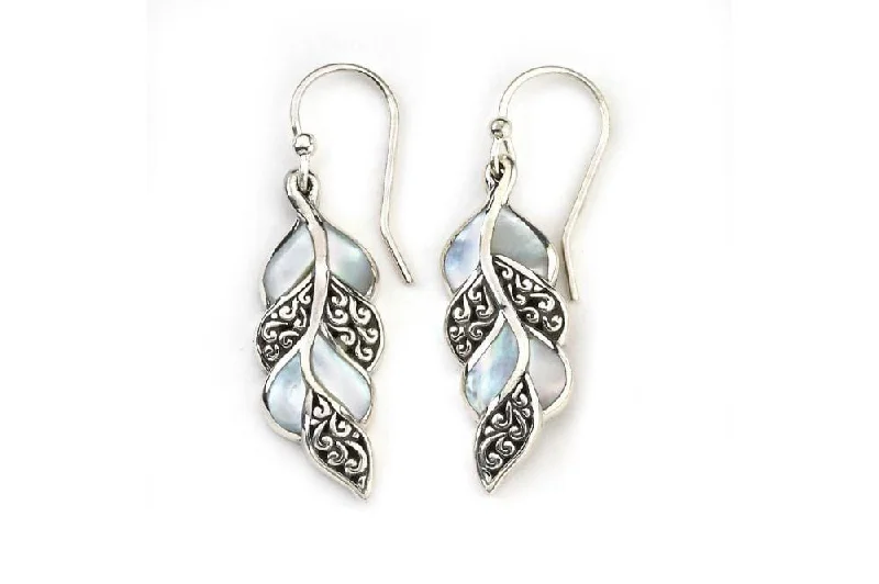 statement earrings for women -Cascada Leaf Earrings- Mother Of Pearl